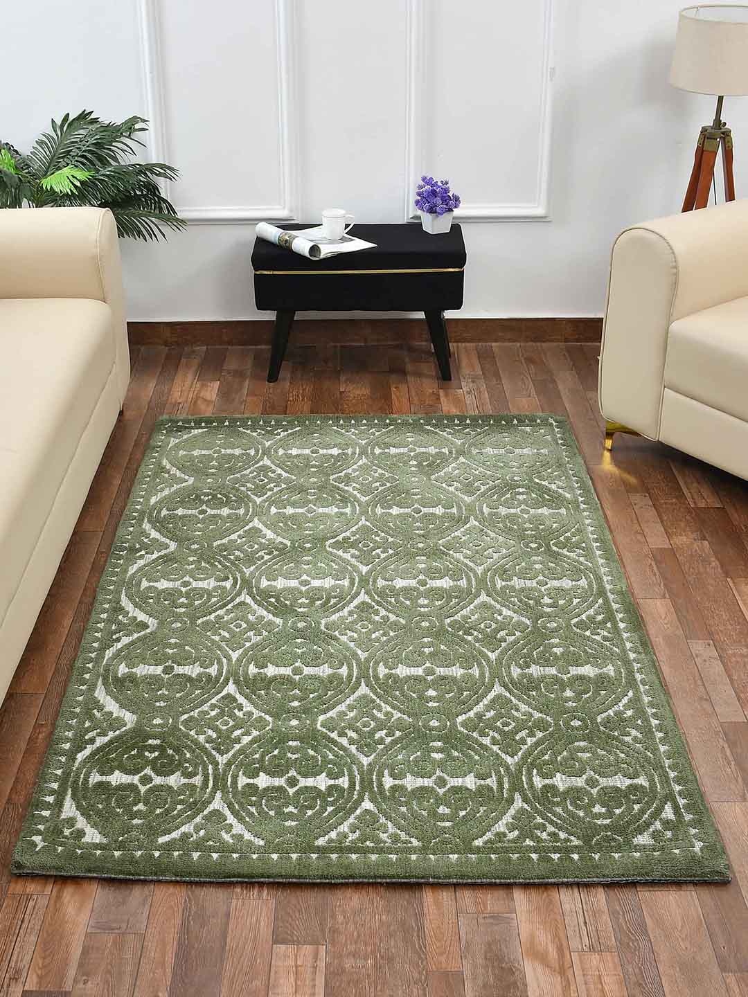 

PRESTO Green & White Ethnic Motifs Printed Carpet