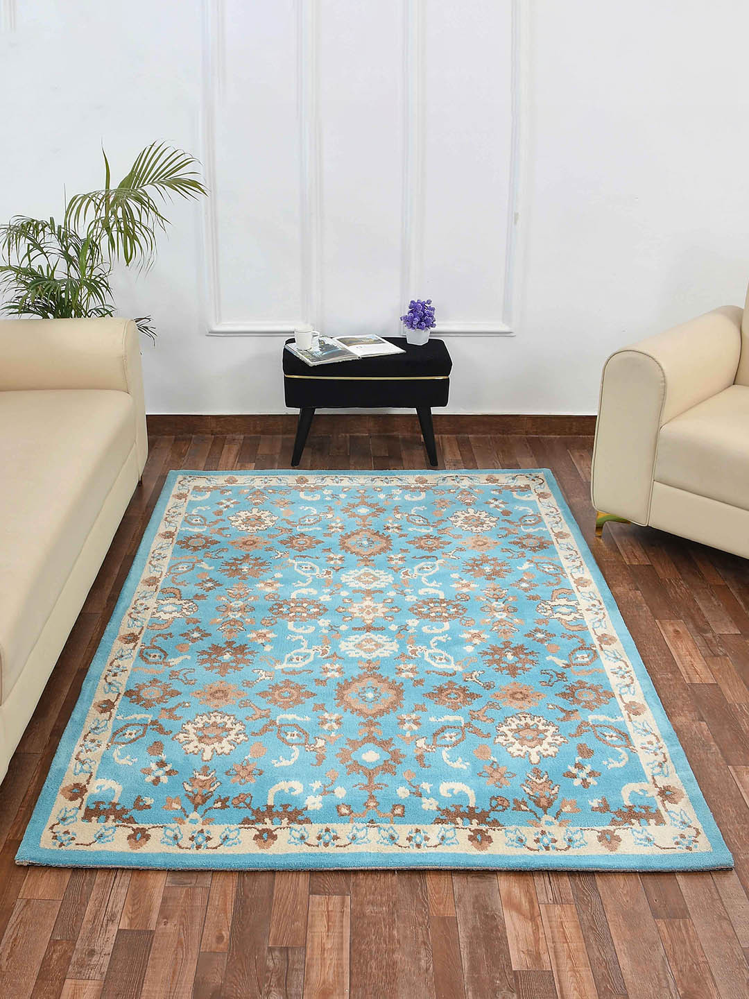 

PRESTO Blue & Beige Traditional Printed No Shredding Carpet