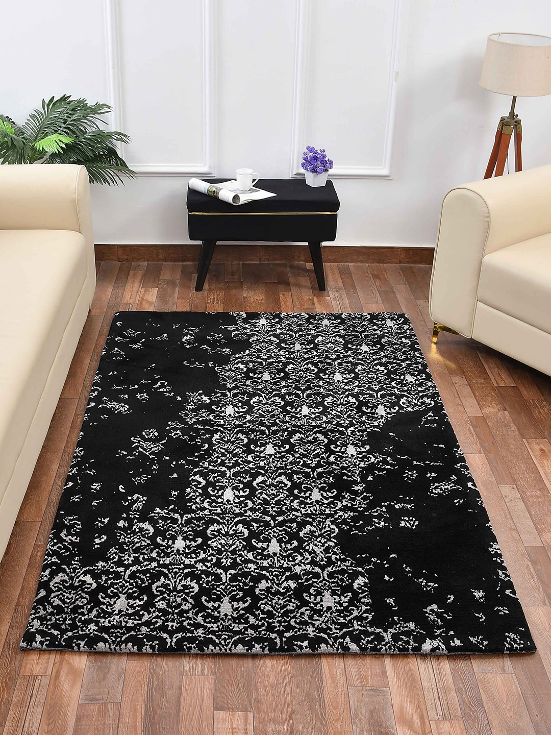 

PRESTO Black & Grey Abstract Printed No Shredding Carpet