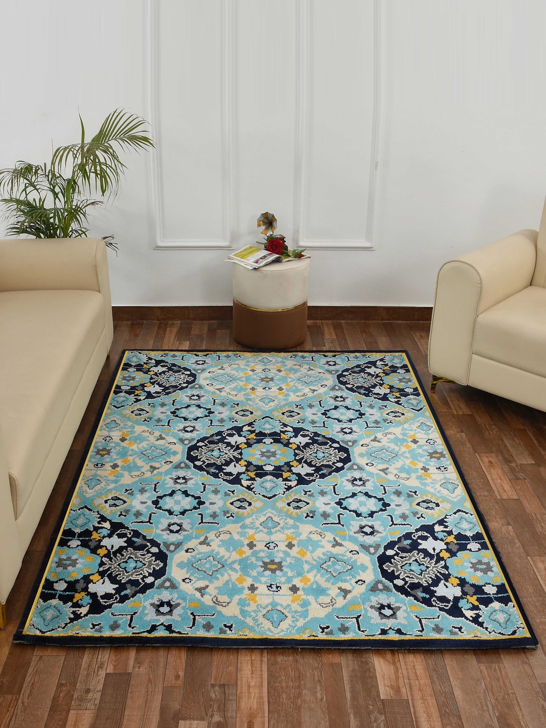 

PRESTO Blue & Yellow Traditional Printed No Shredding Carpet