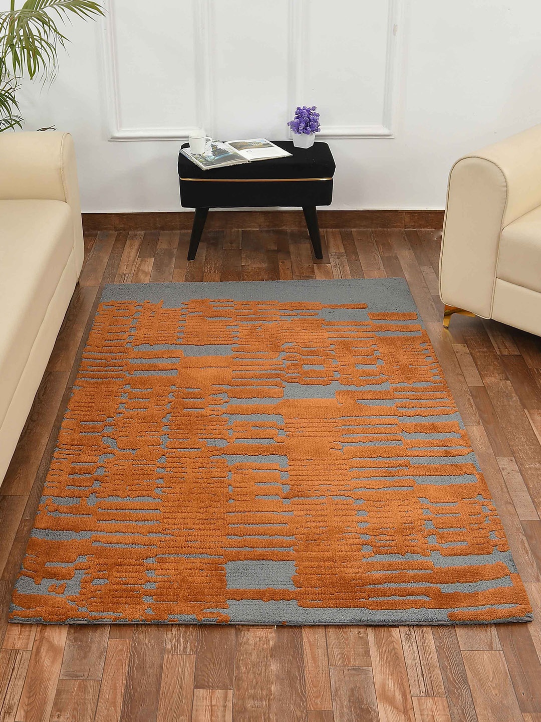 

PRESTO Gold & Grey Abstract Printed No Shredding Carpet