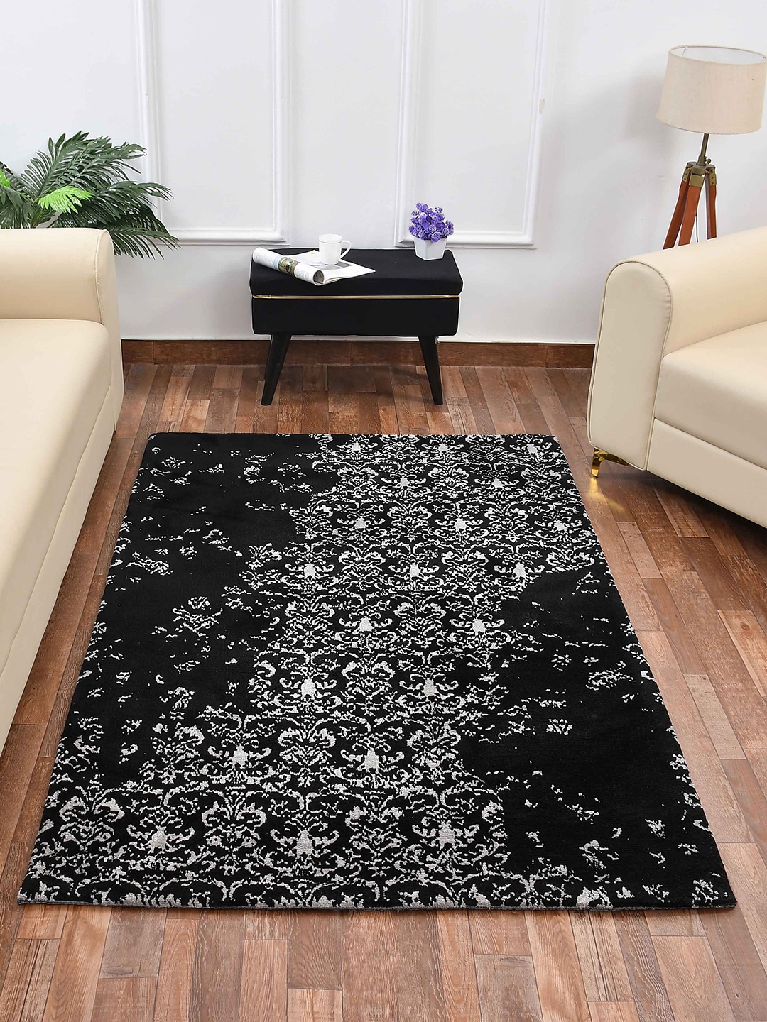 

PRESTO Black & Grey Abstract Printed No Shredding Carpet