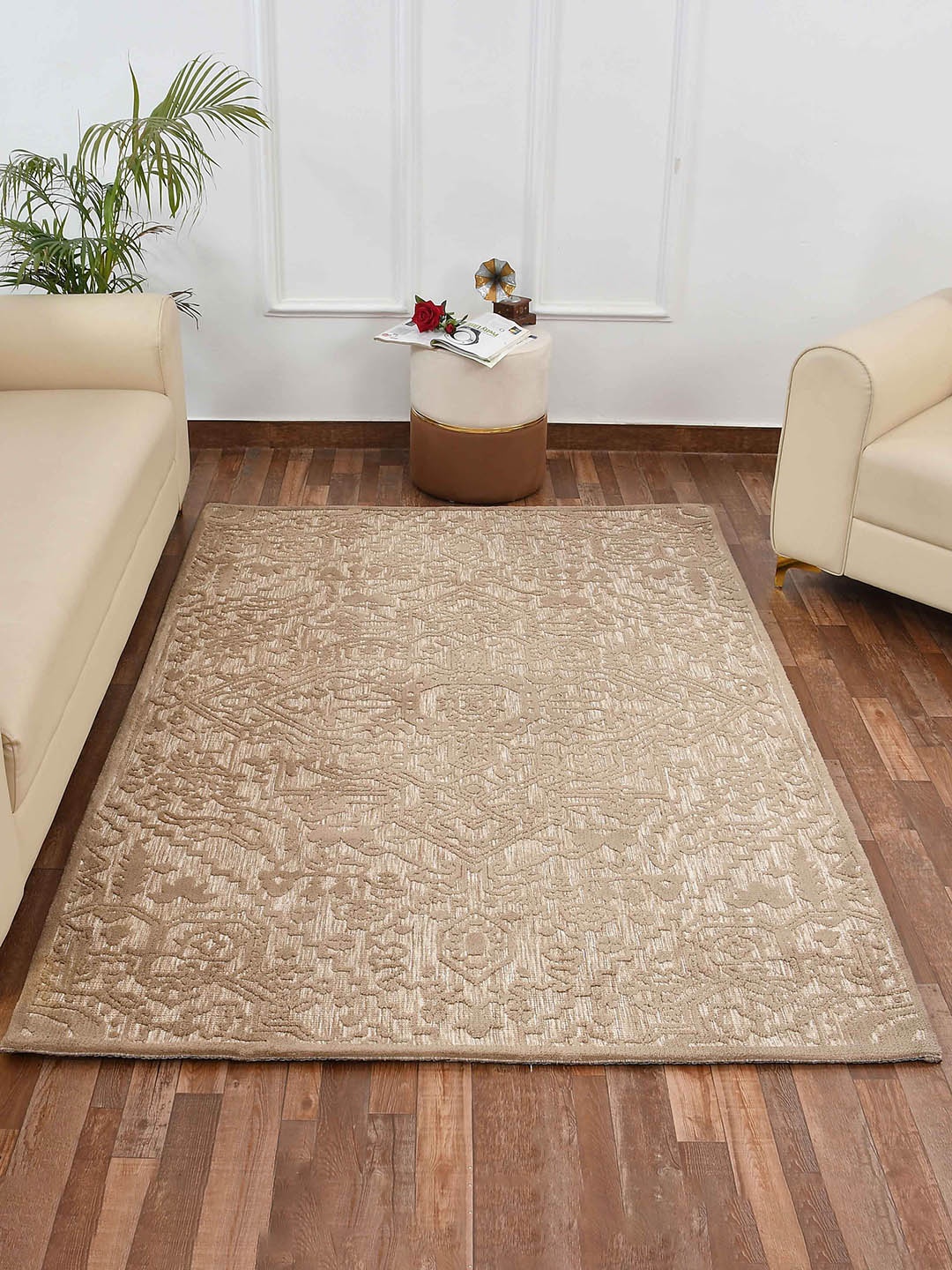 

PRESTO Brown & Beige Ethnic Motif Printed No-Shred Carpet