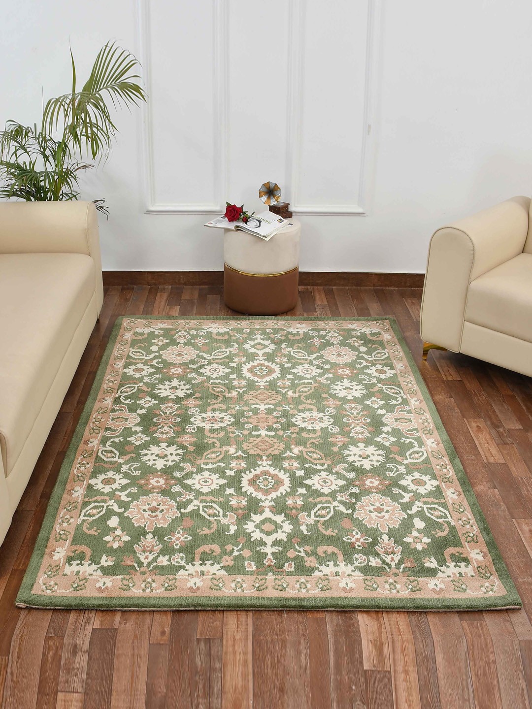 

PRESTO Green & Beige Traditional Printed No Shredding Carpet