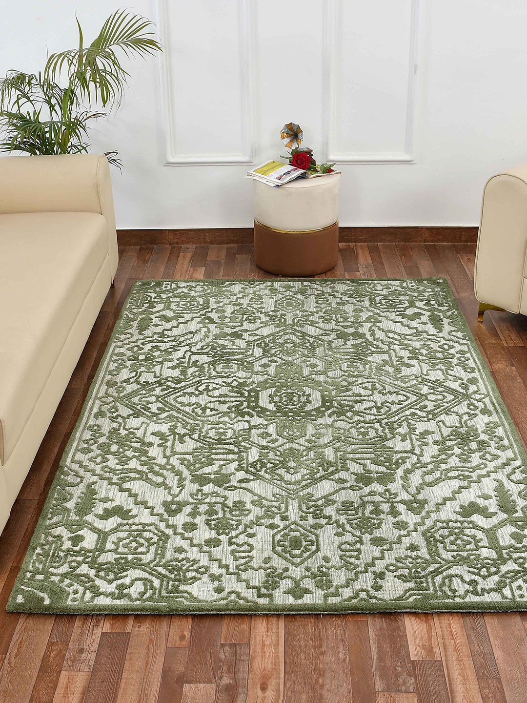 

PRESTO Green & White Traditional Printed No Shredding Carpet