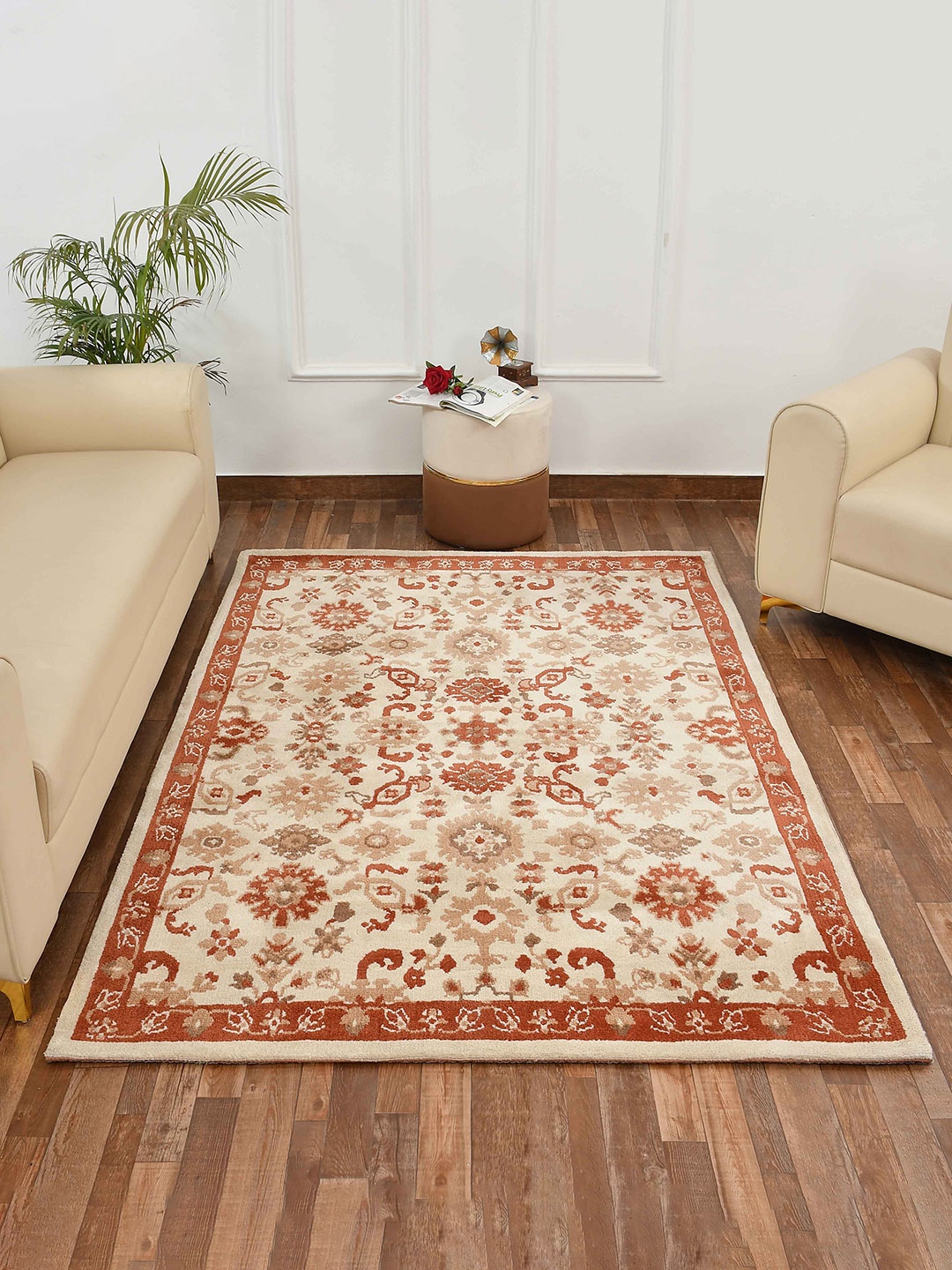 

PRESTO Beige & Orange Traditional Printed No Shredding Carpet