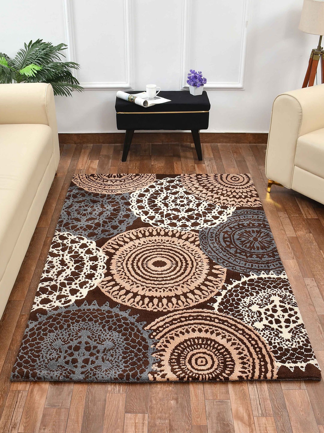 

PRESTO Brown & Beige Geometric Printed No-Shred Carpet