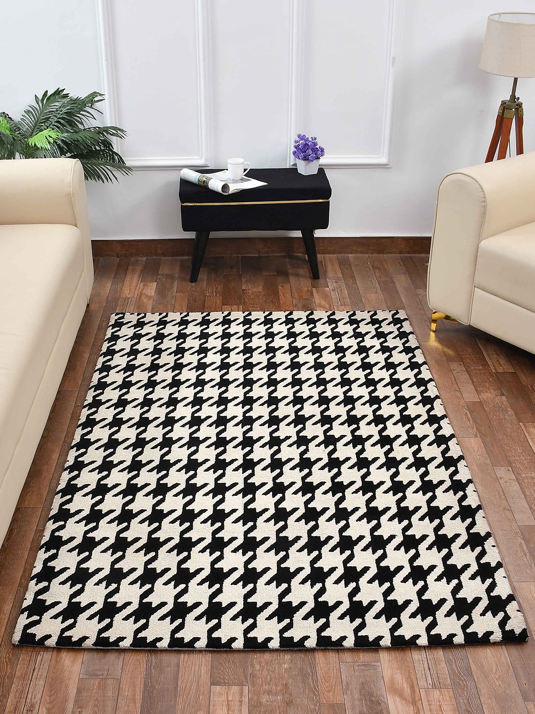 

PRESTO Black & White Abstract Printed No Shredding Carpet