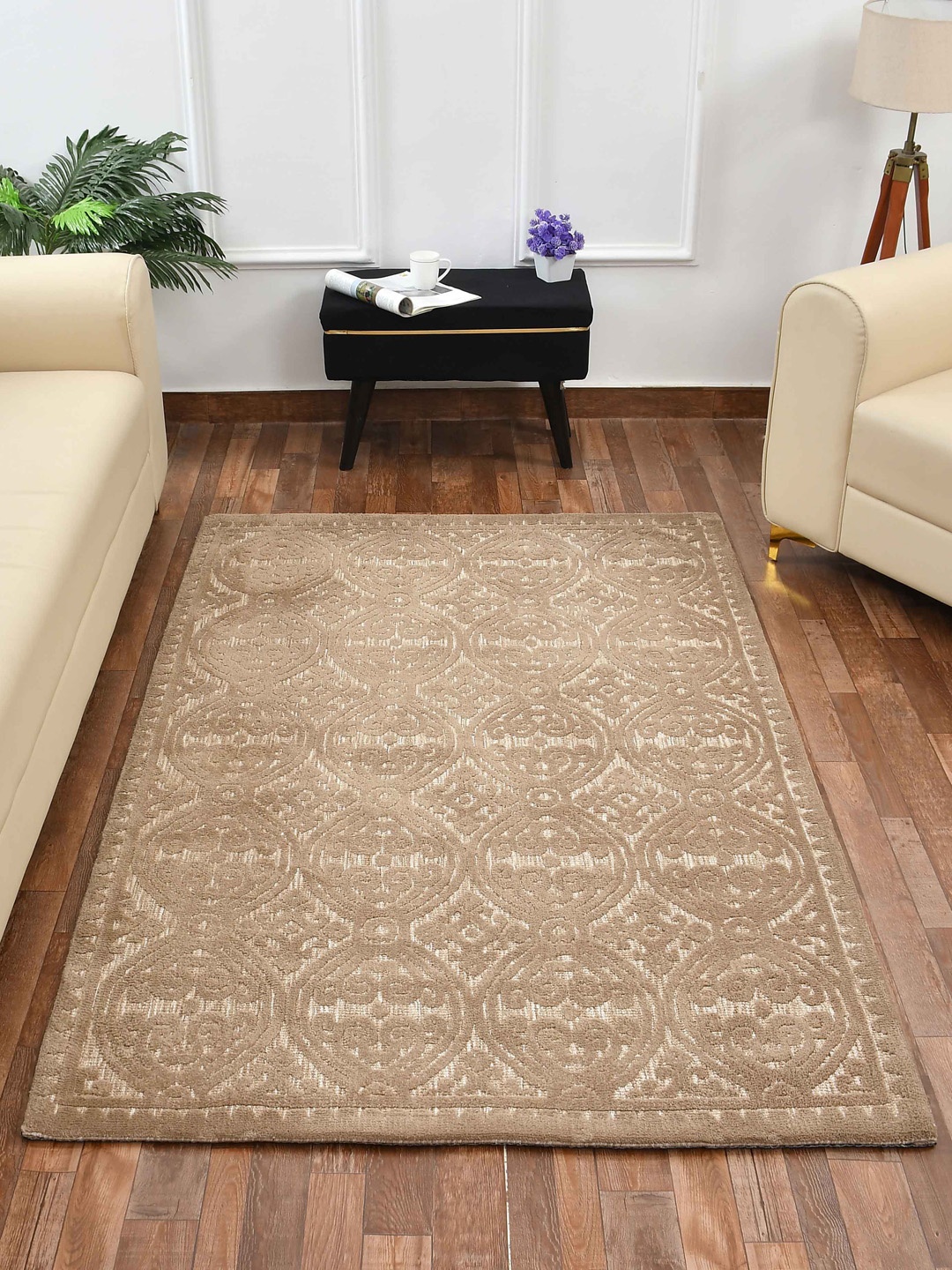 

PRESTO Beige Ethnic Motifs Printed No Shredding Carpet