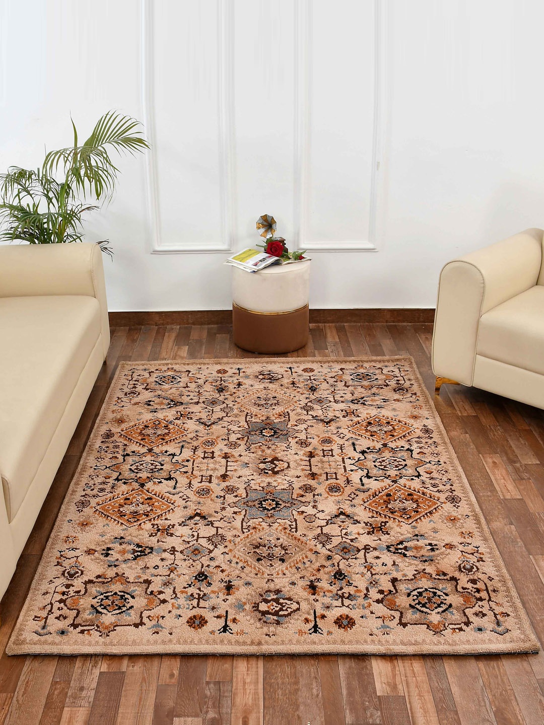 

PRESTO Beige & Brown Traditional Printed No Shredding Rectangular Carpet