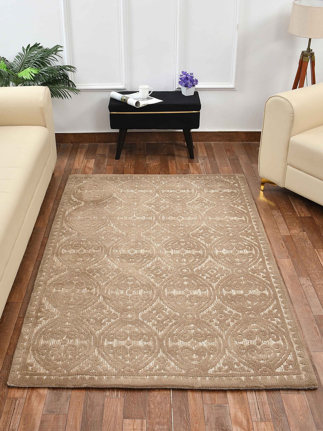 

PRESTO Mouse Beige Ethnic Motifs Printed No Shredding Carpet