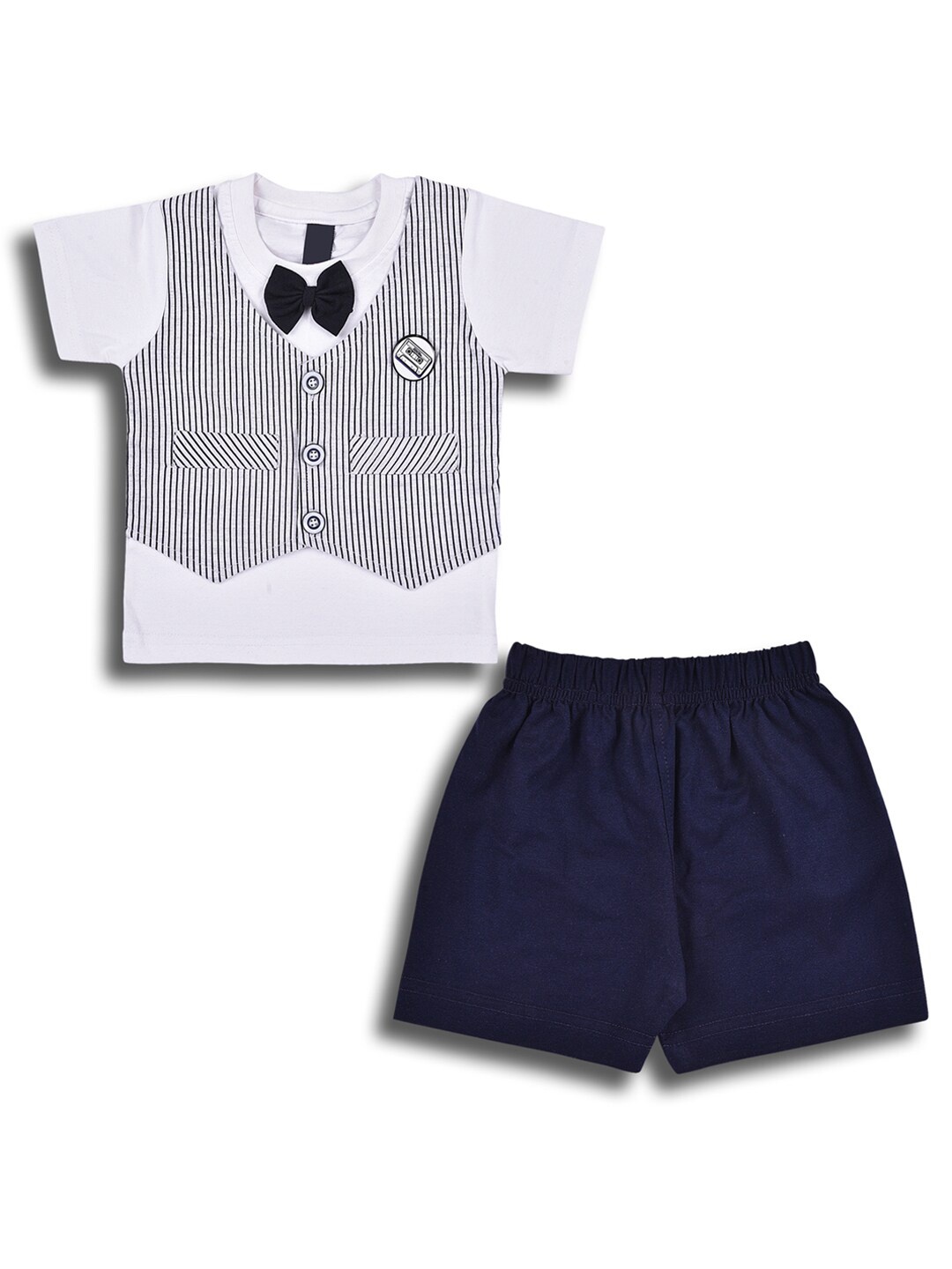 

Wish Karo Boys Striped T-shirt with Shorts, White