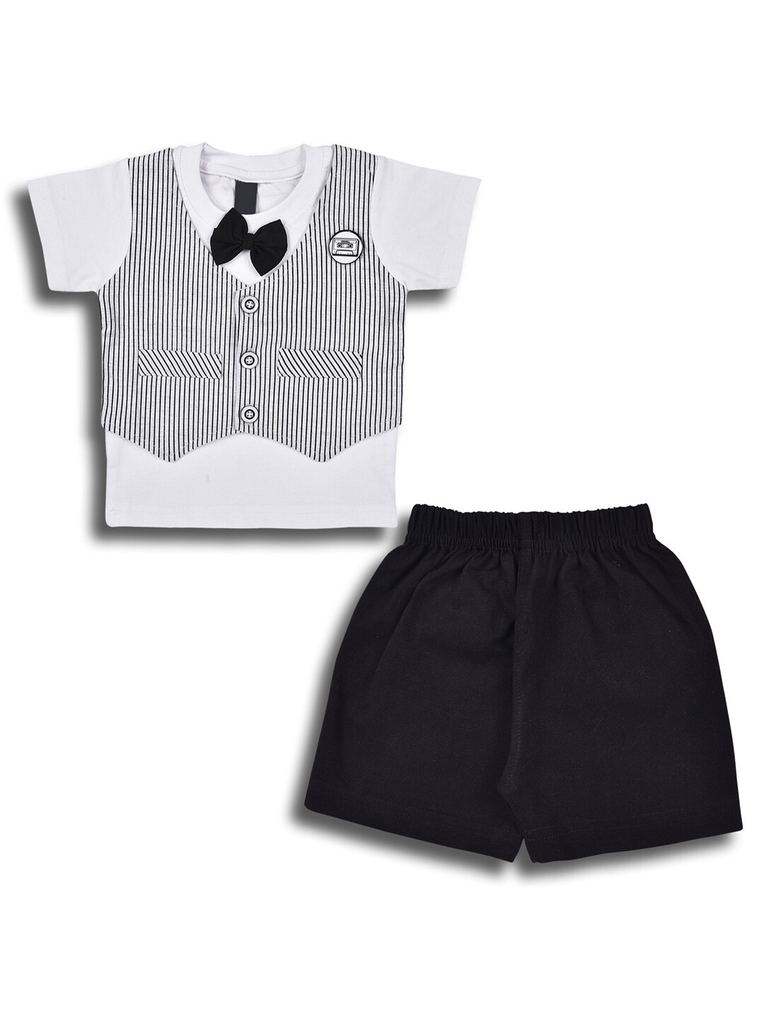 

Wish Karo Boys Striped T-shirt with Shorts, White