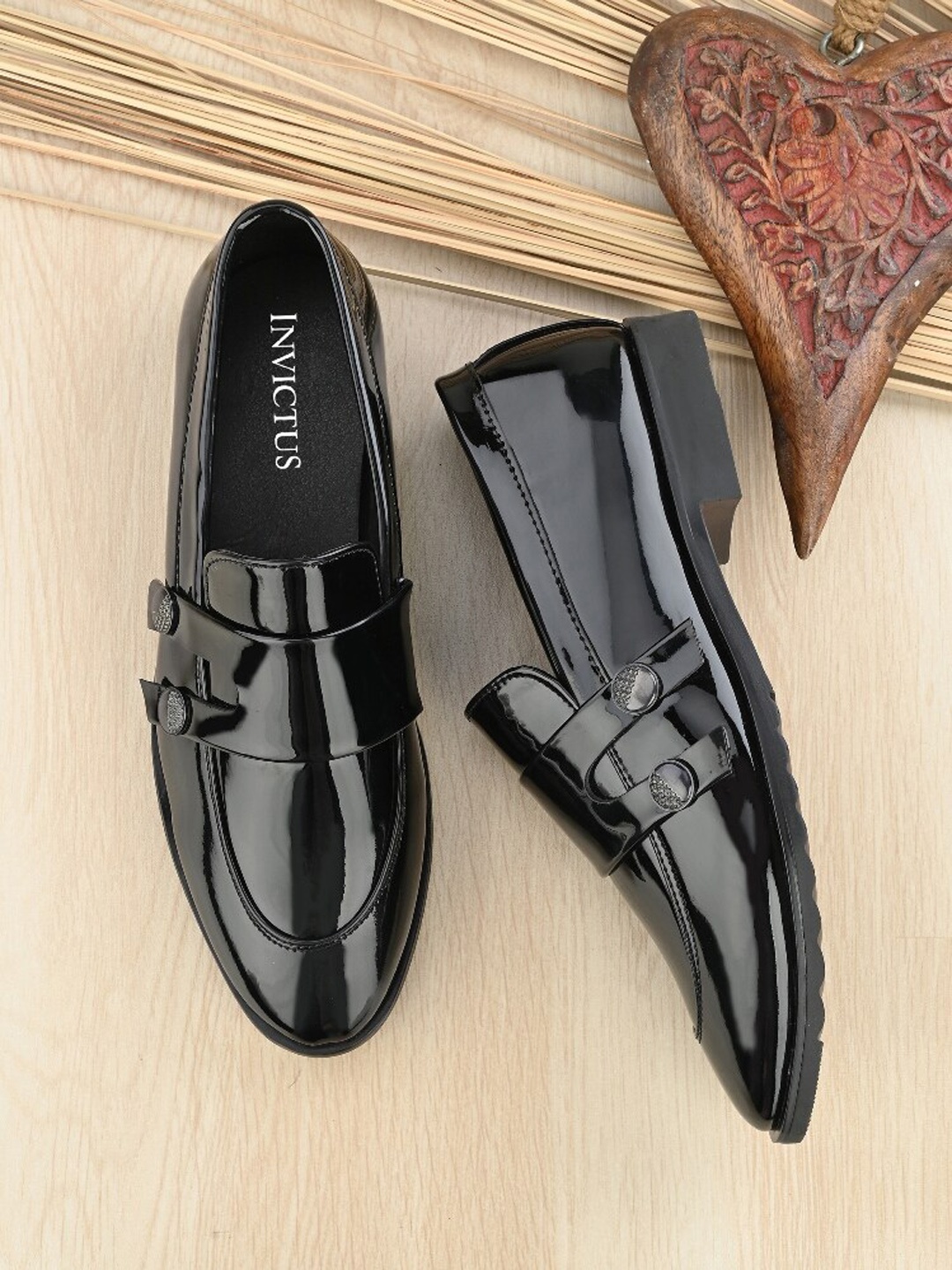 

INVICTUS Men Round Toe Formal Loafers, Black