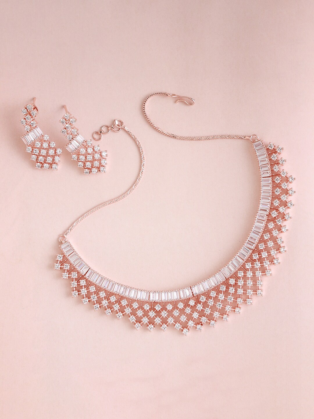 

Jazz and Sizzle Rose Gold-Plated AD-Studded Jewellery Set, White