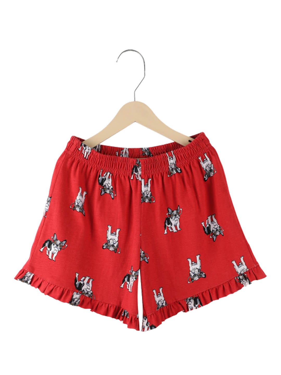 

Ninos Dreams Girls Dog Printed Pure Cotton Shorts, Red