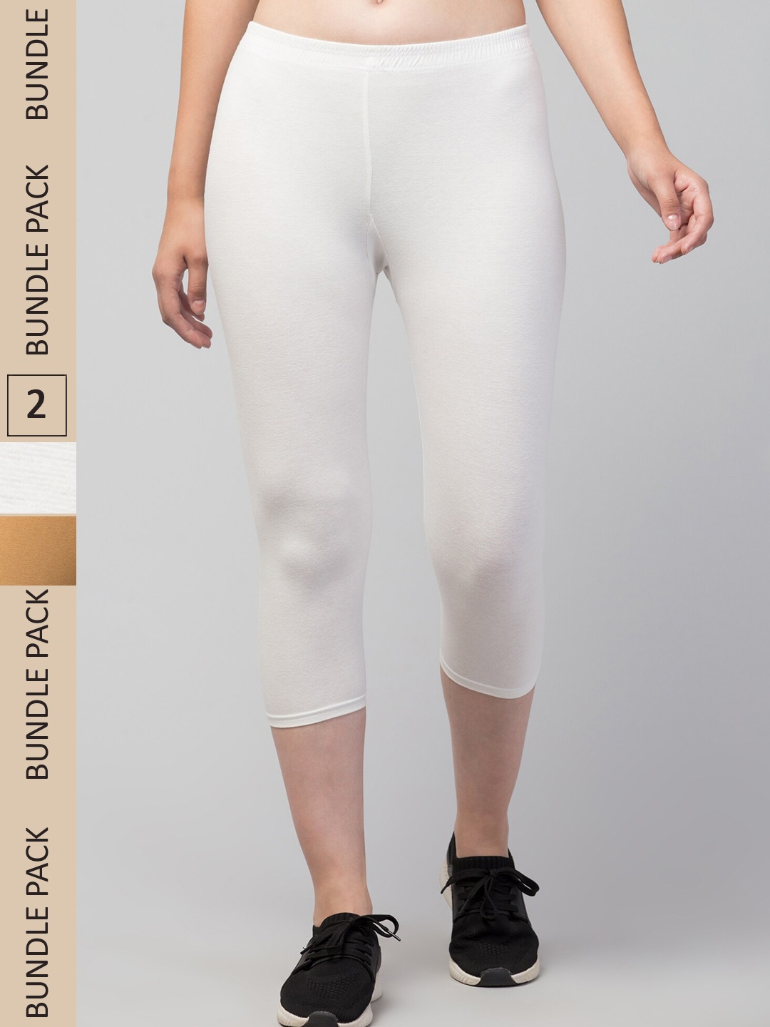 

Apraa & Parma Women Pack of 2 Mid-Rise Skinny Fit Capris, Nude