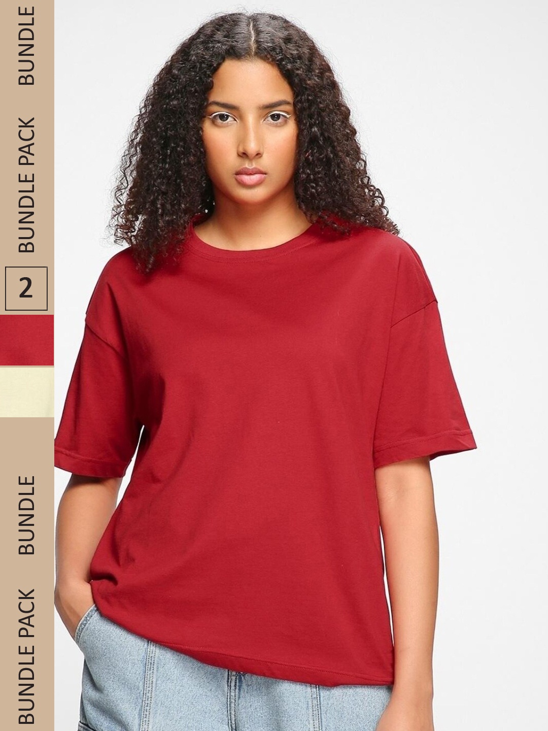 

Bewakoof Pack Of 2 Oversized T-shirt, Red