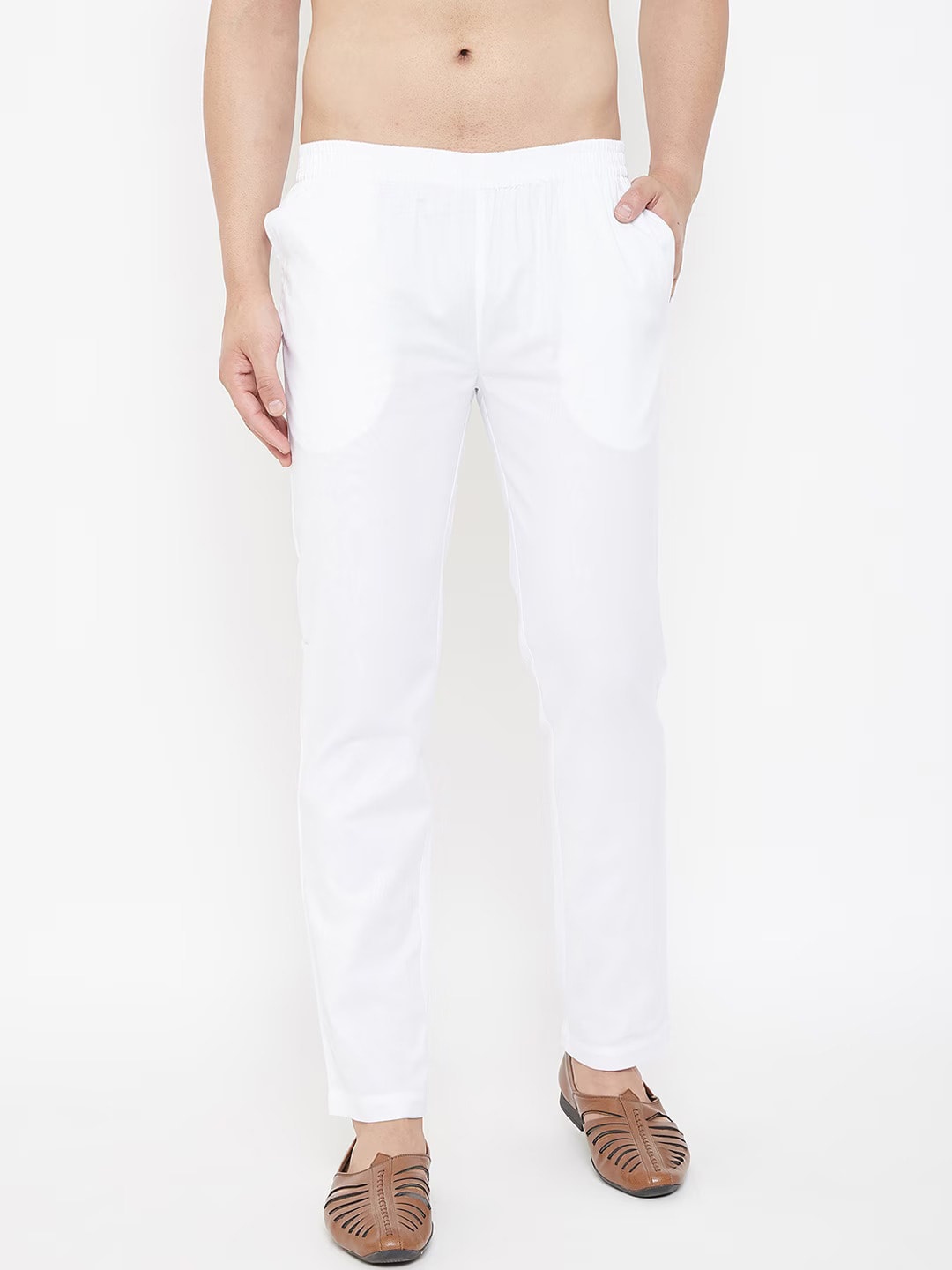 

Hypernation Men Mid-Rise Pure Cotton Pyjamas, White