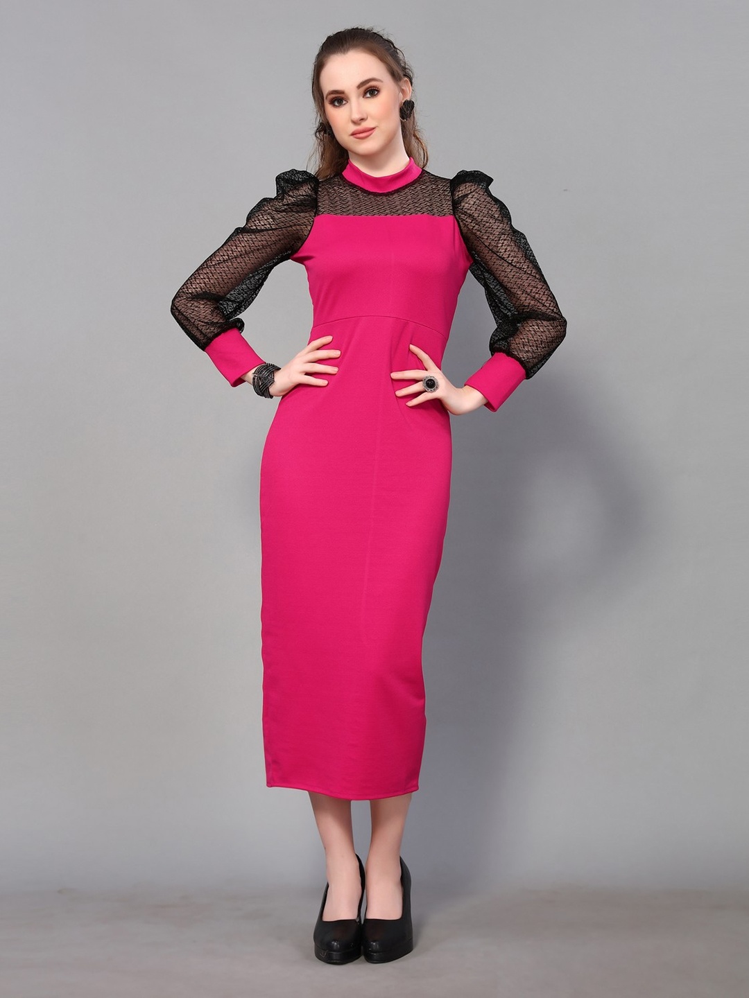 

KALINI Crepe Sheath Midi Dress, Pink