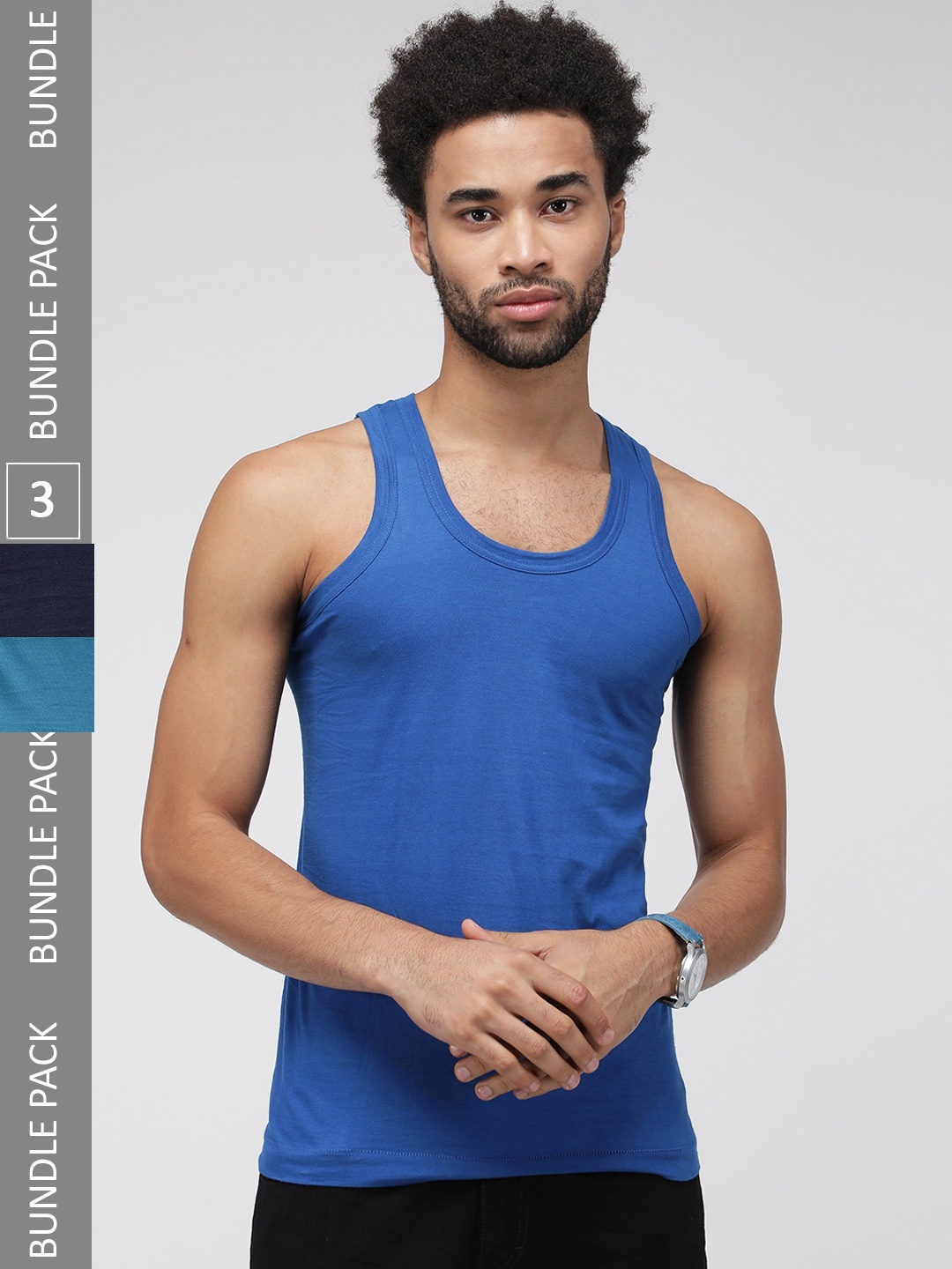 

SPORTO Men Pack Of 3 Innerwear Vests, Blue