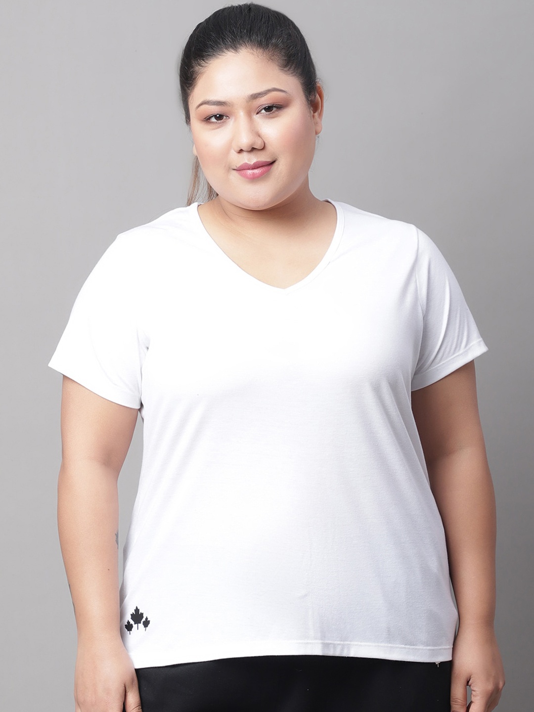 

Rute Plus Size V-Neck Cotton T-shirt, White