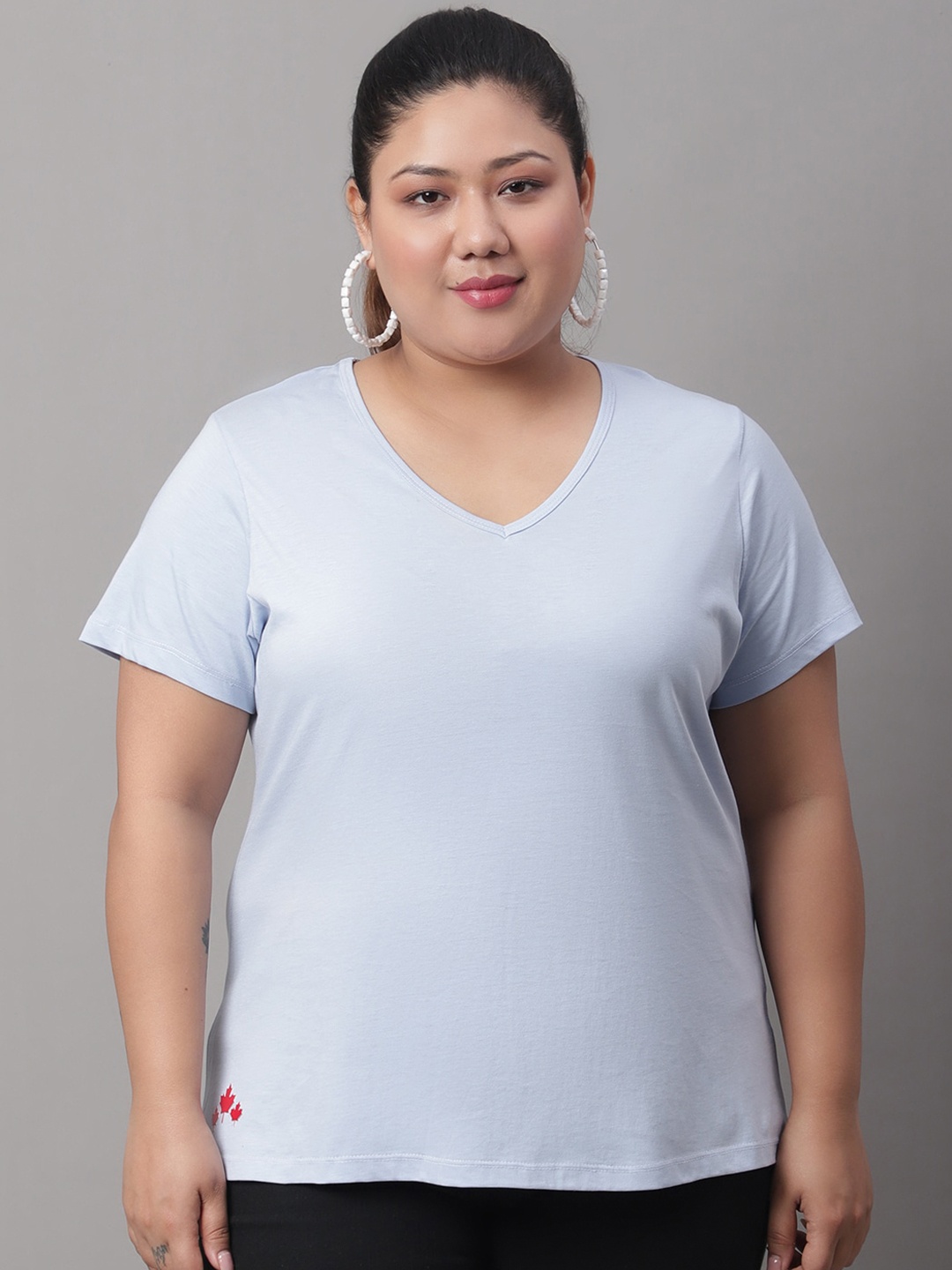 

Rute V-Neck Cotton T-Shirt, Blue