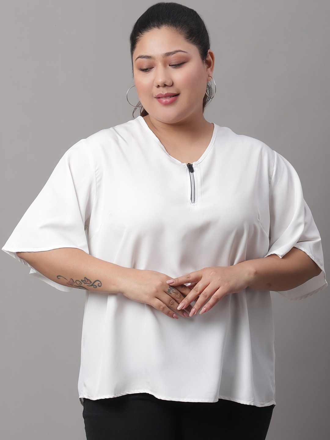 

Rute Plus Size Chiffon Boxy Top, White