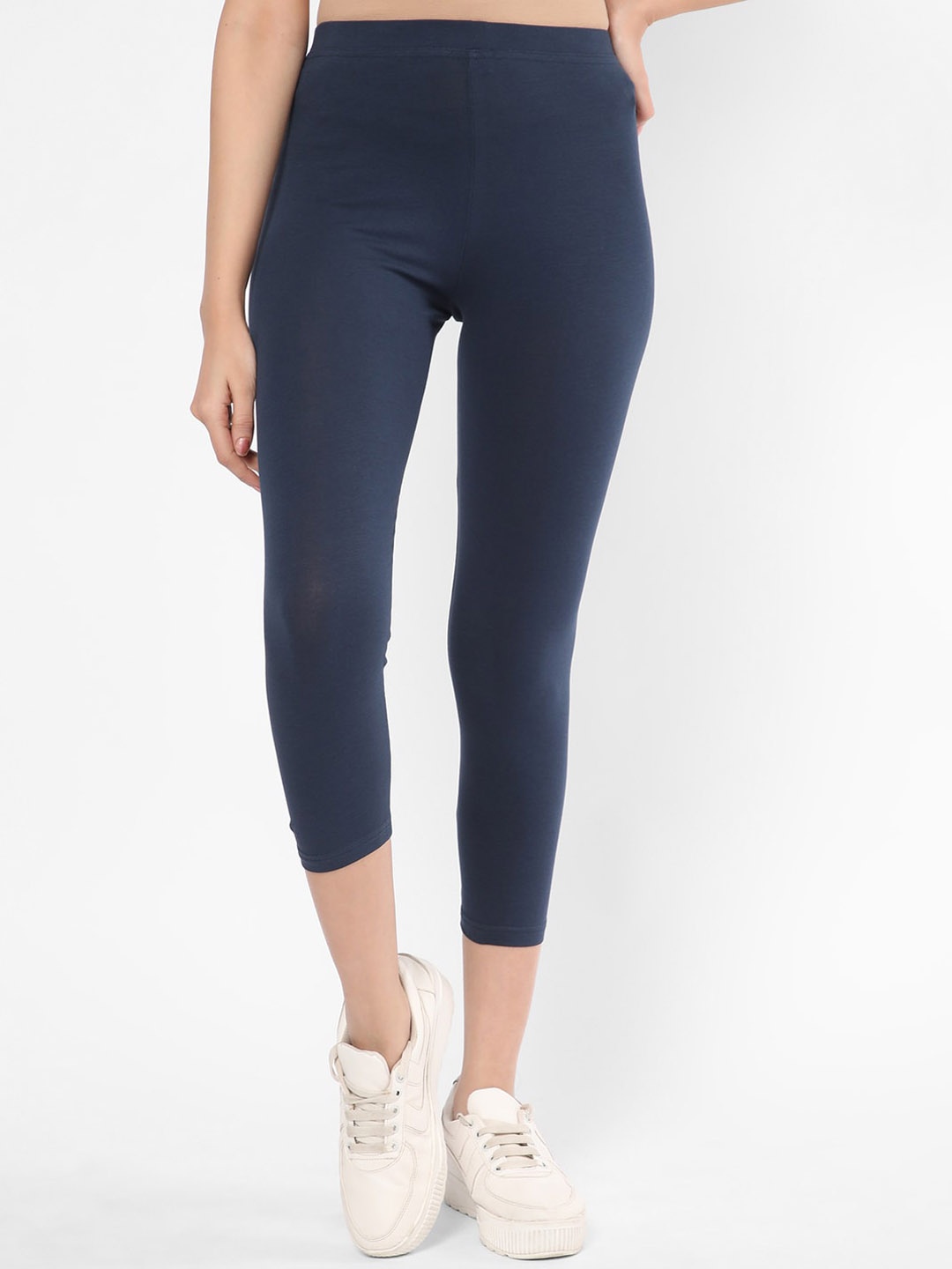 

R&B Cotton Capri Length Leggings, Blue