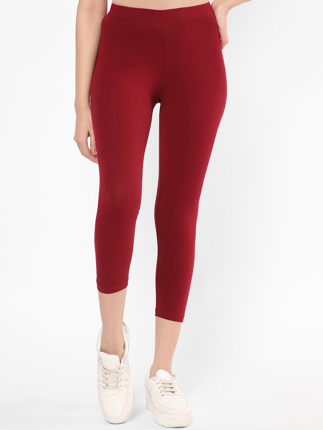 

R&B Cotton Capri Length Leggings, Red