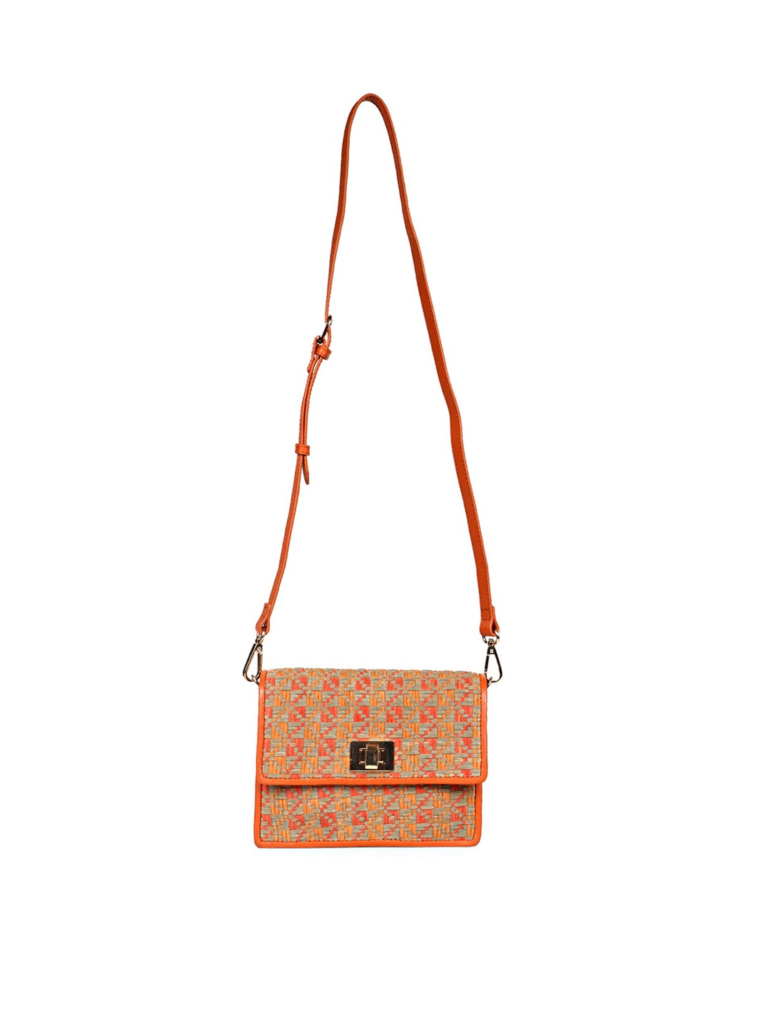 

Saint G Multicoloured Ethnic Motifs Printed Leather Structured Sling Bag with Cut Work, Multi