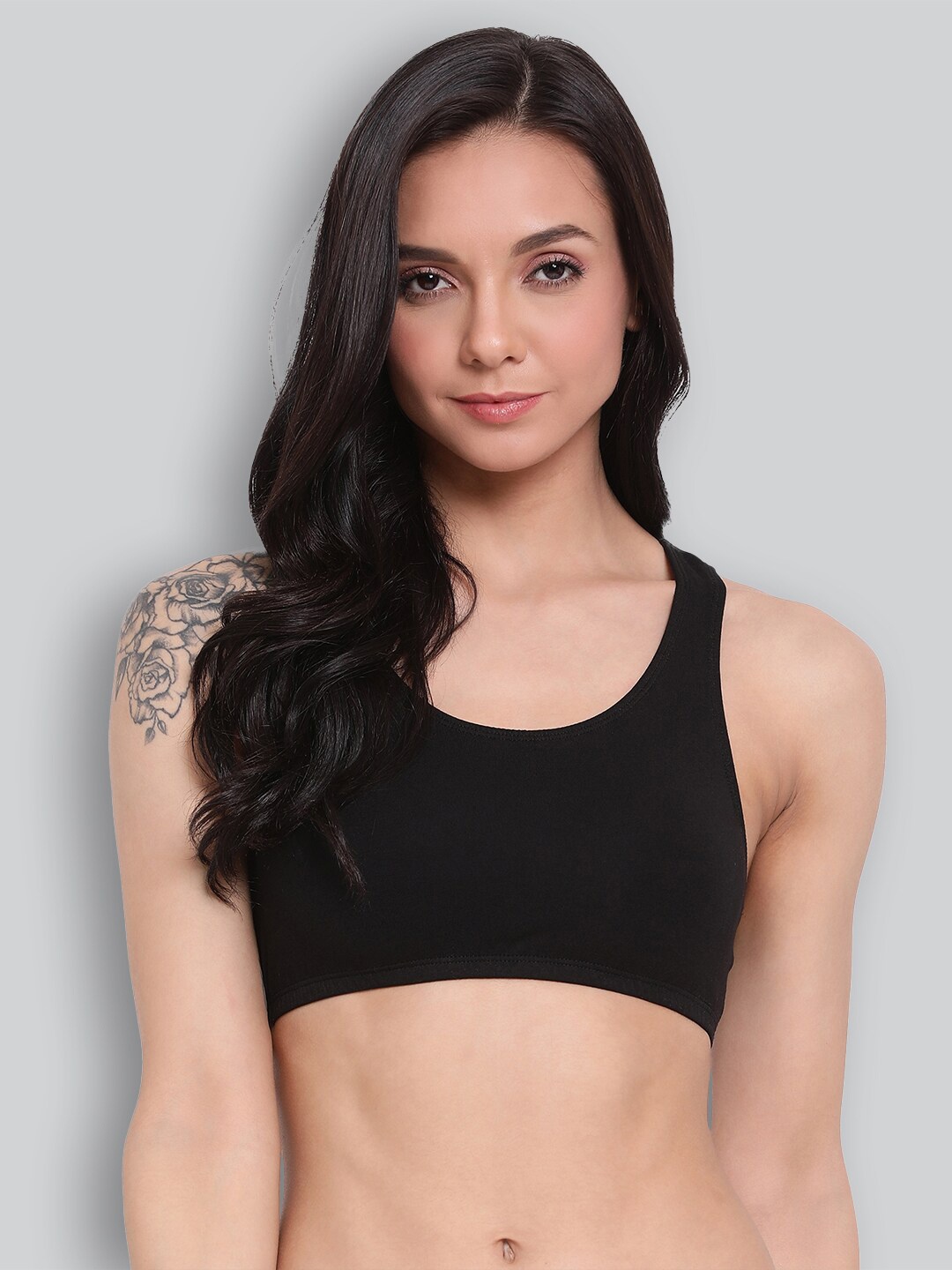 

LYRA Cotton & Spandex Beginner Bra with 4-way Stretch, Black
