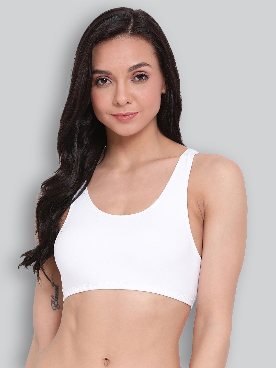 

LYRA Cotton & Spandex Beginner Bra with 4-way Stretch, White