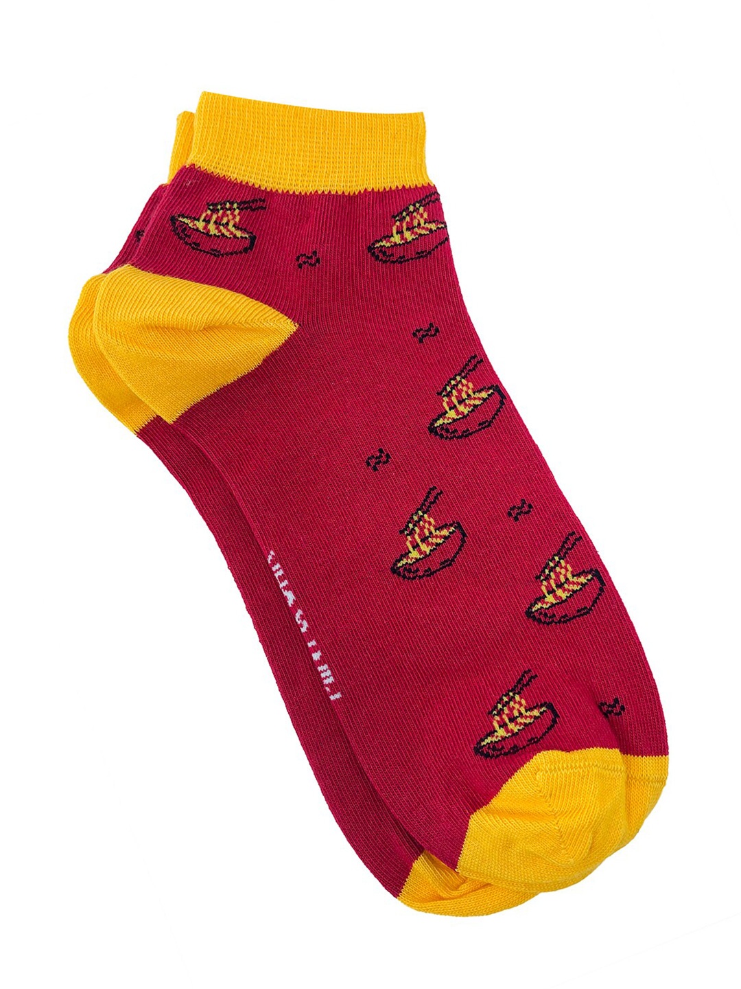 

Mint & Oak Men Ramen Bow Patterned Ankle-Length Socks, Red