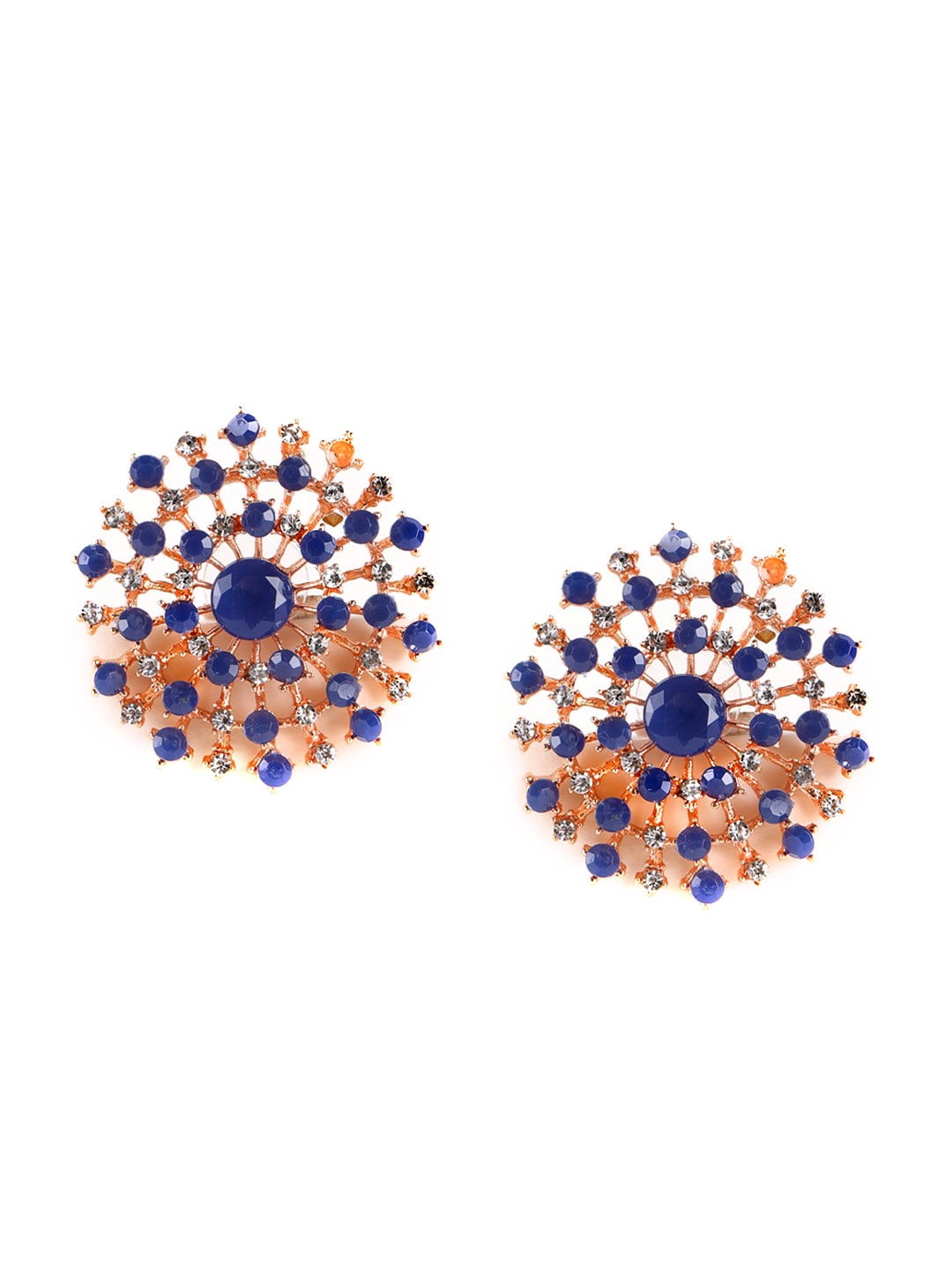 

Jazz and Sizzle Kundan Studed Stone Contemporary Stud Earrings, Blue