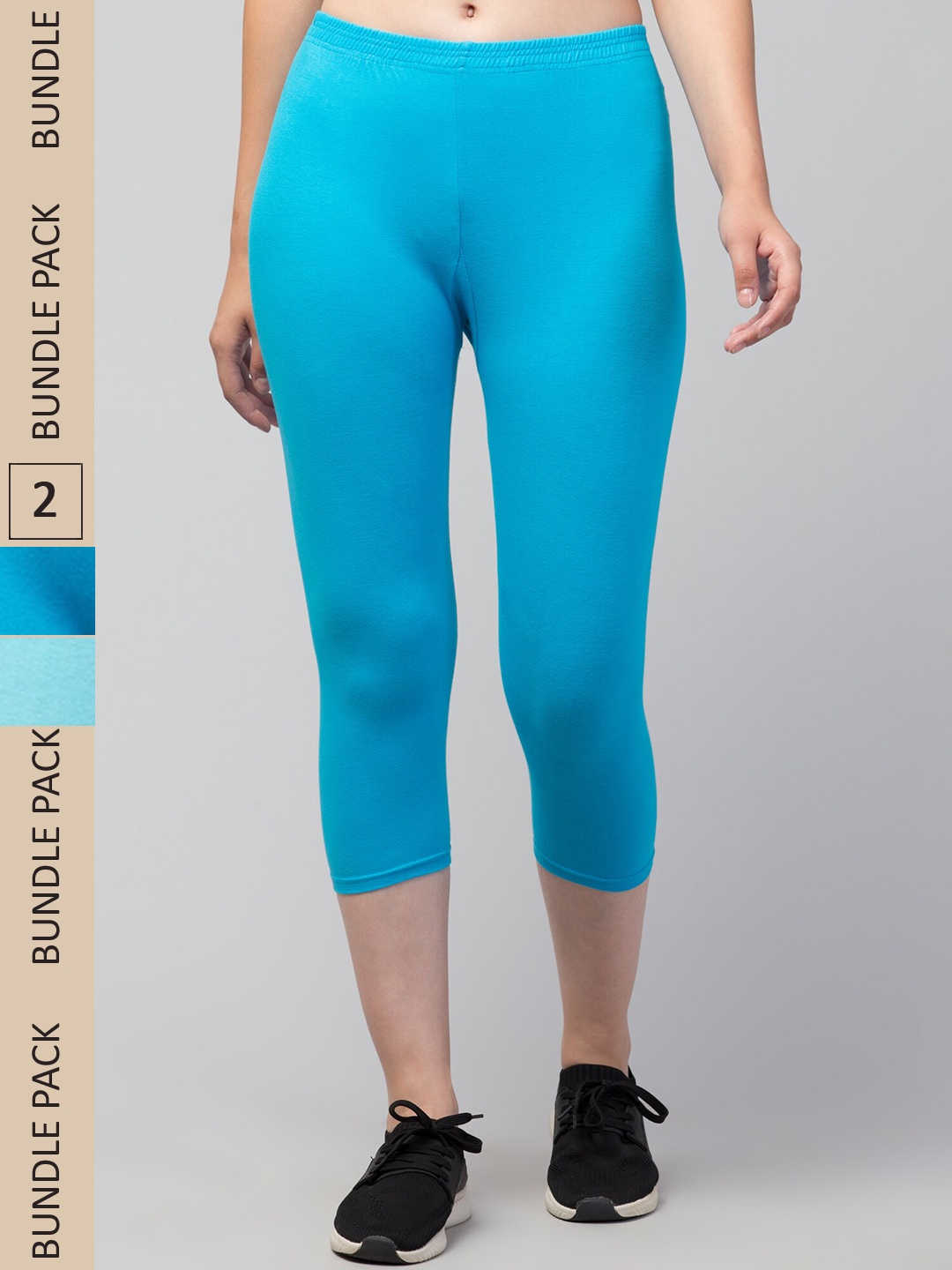 

Apraa & Parma Women Pack of 2 Mid-Rise Skinny Fit Capris, Blue