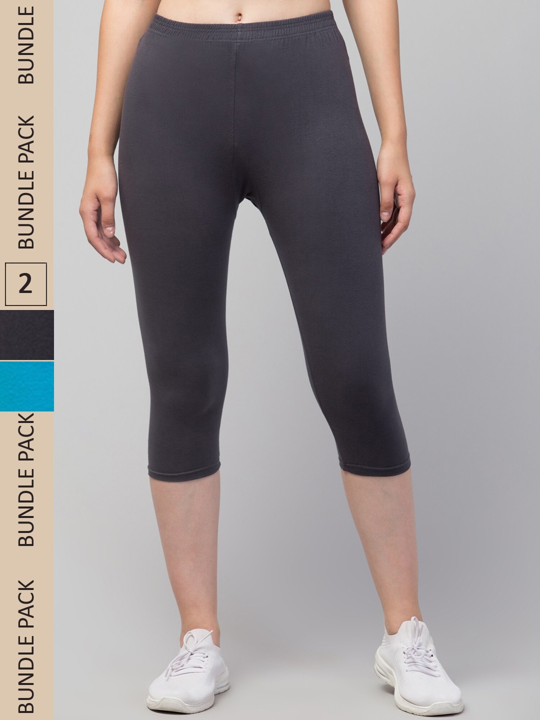 

Apraa & Parma Women Pack of 2 Mid-Rise Skinny Fit Capris, Blue