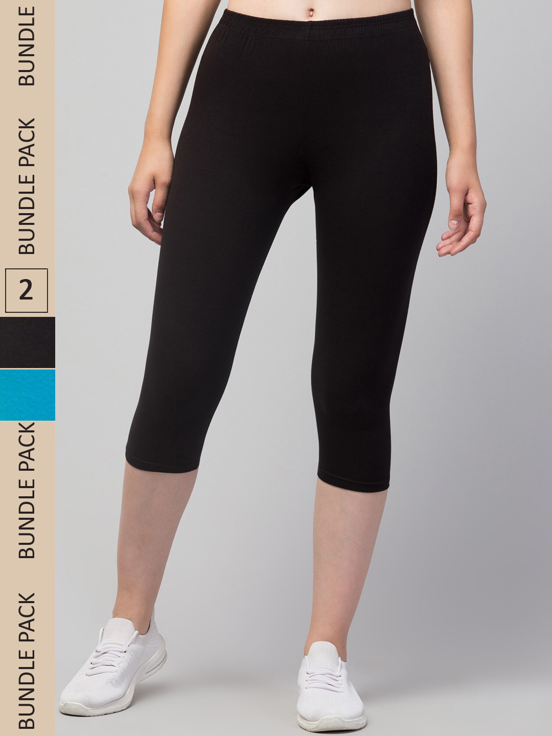 

Apraa & Parma Women Pack of 2 Mid-Rise Skinny Fit Capris, Blue