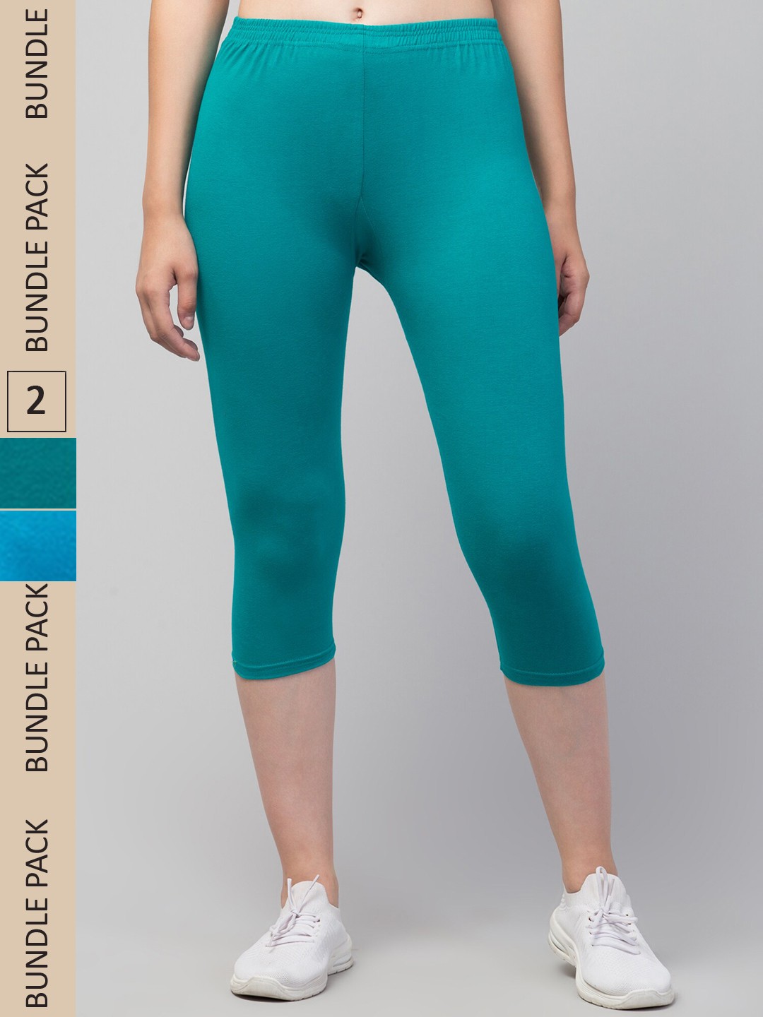 

Apraa & Parma Women Pack of 2 Mid-Rise Skinny Fit Capris, Blue