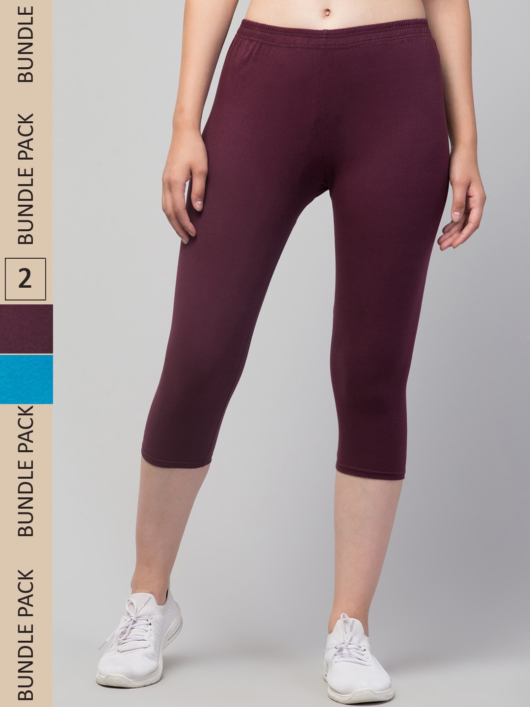 

Apraa & Parma Women Pack of 2 Mid-Rise Skinny Fit Capris, Blue