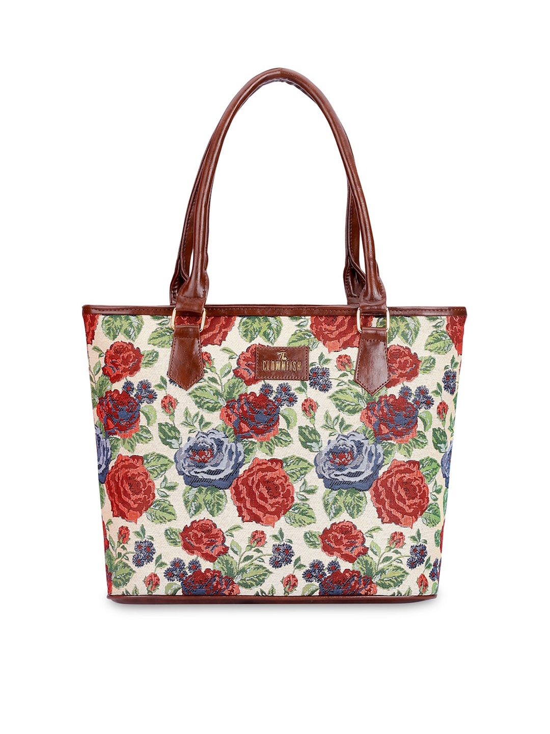 

THE CLOWNFISH Justina Floral Printed Oversized Shopper Shoulder Bag, Red