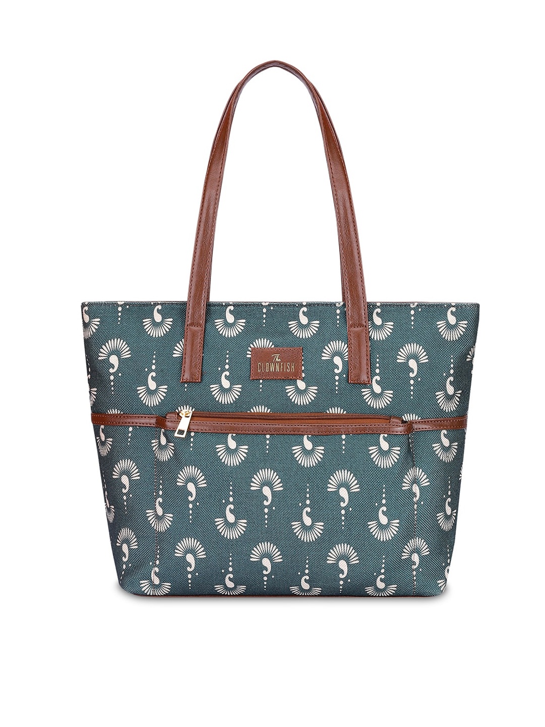 

THE CLOWNFISH Concetta Ethnic Motifs Printed Structured Shoulder Bag, Green