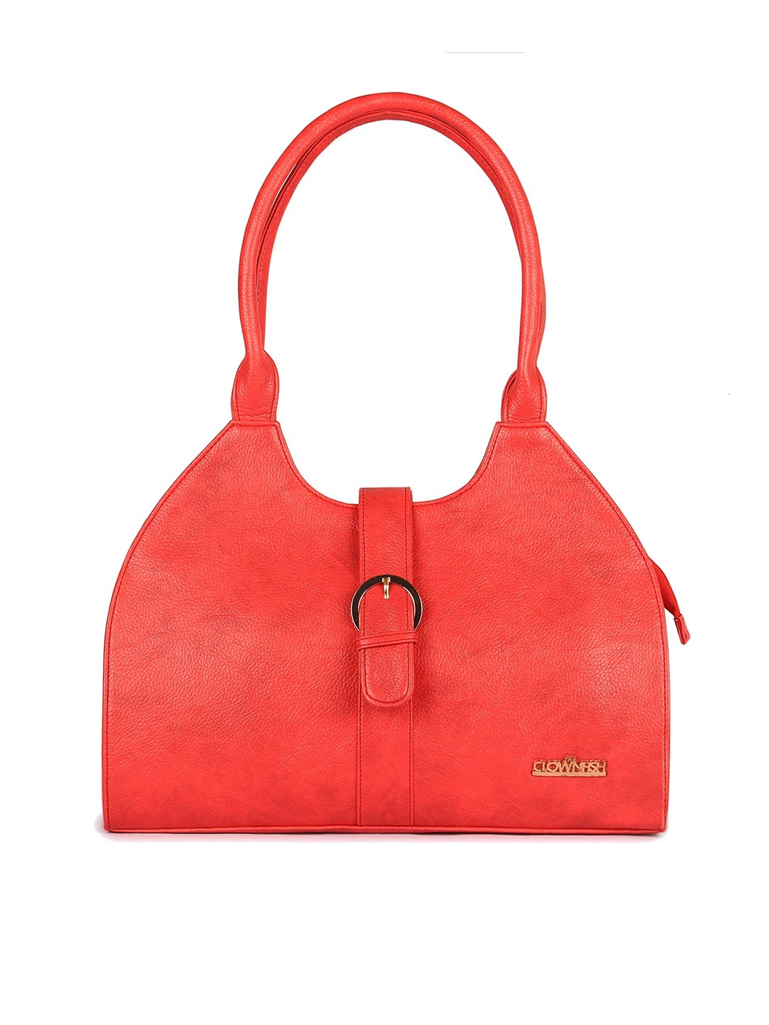 

THE CLOWNFISH Erica Textured Structured Handheld Bag, Red