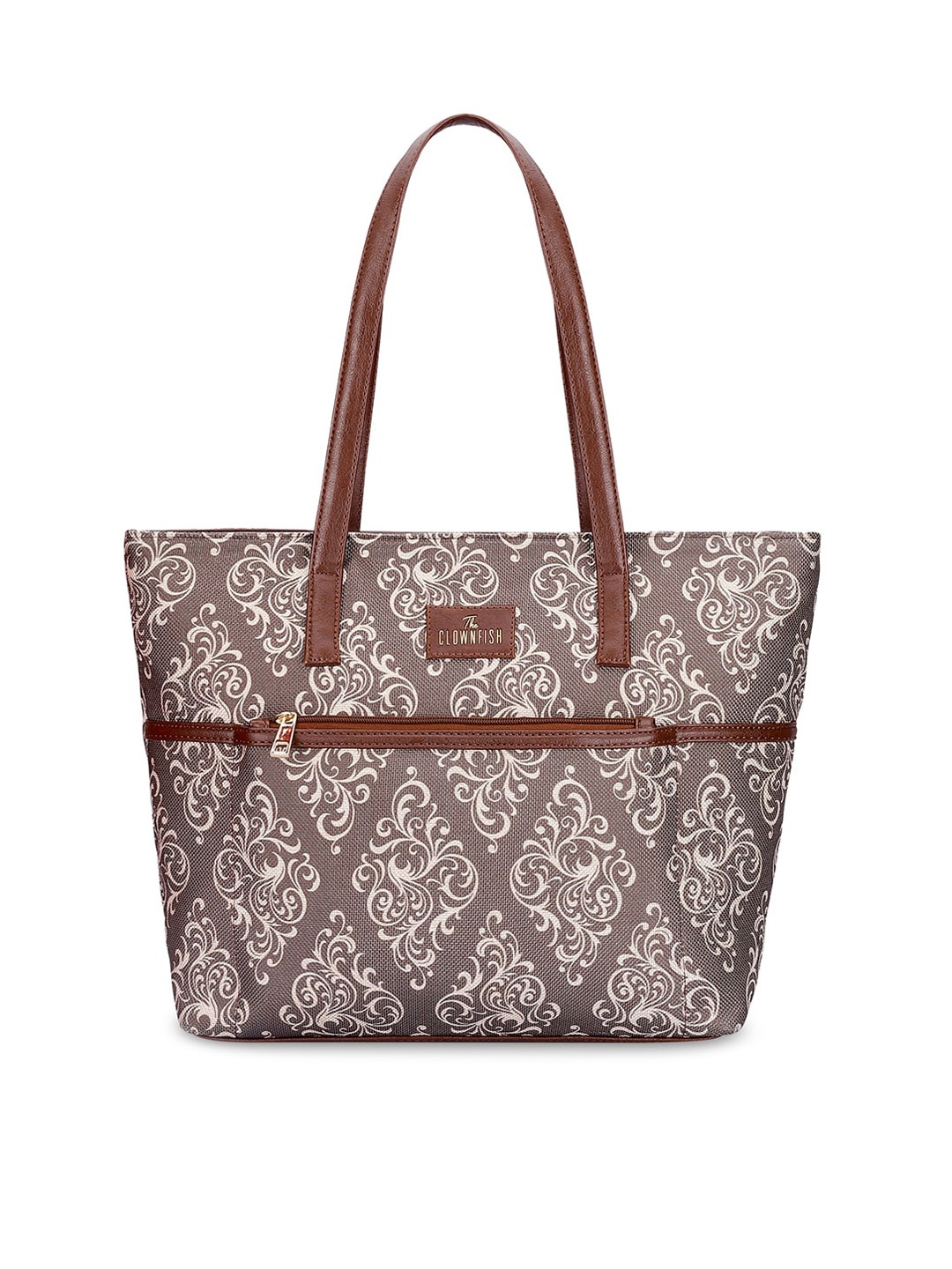 

THE CLOWNFISH Ethnic Motifs Printed Structured Shoulder Bag, Brown