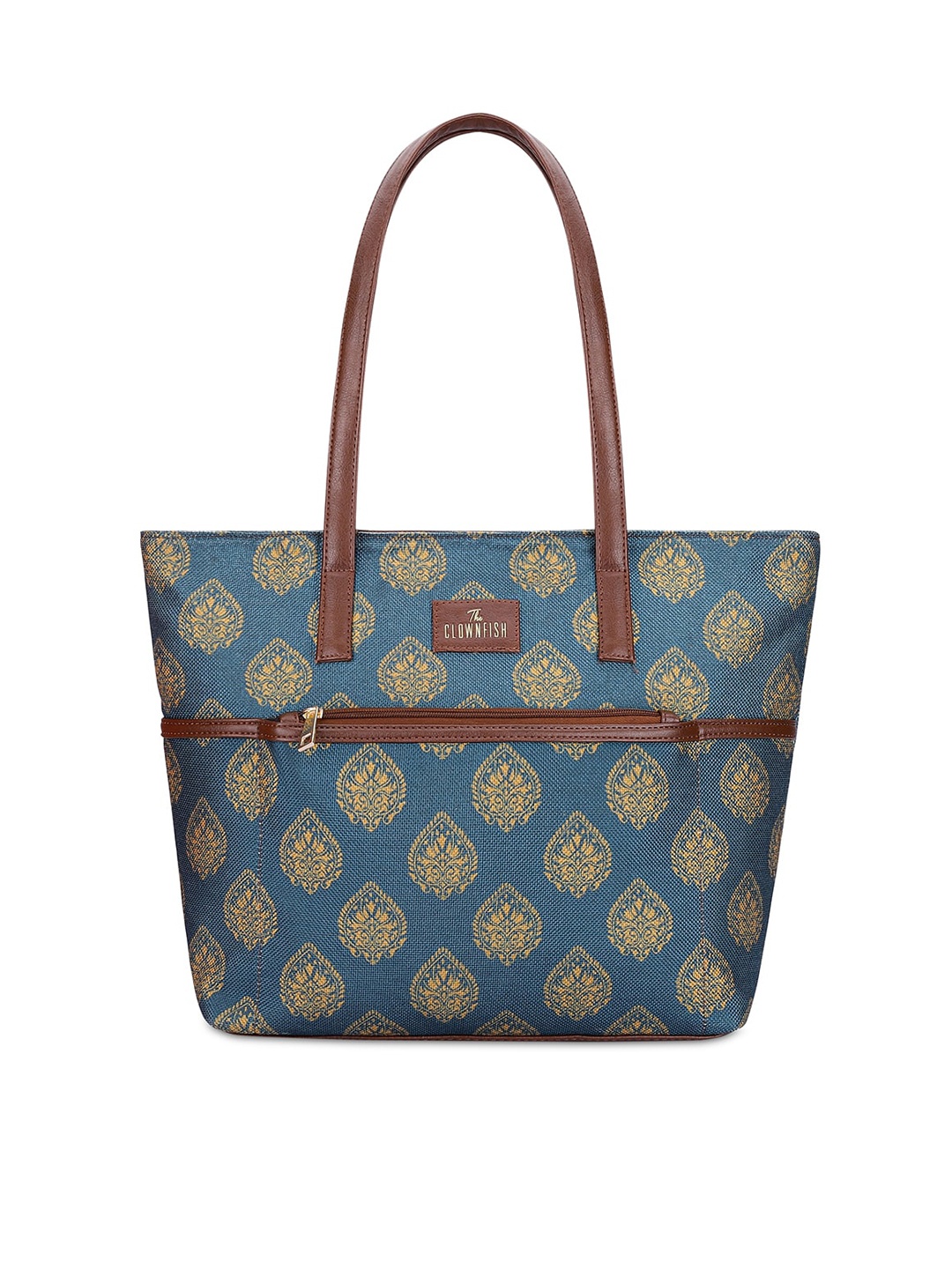 THE CLOWNFISH Concetta Ethnic Motifs Printed Structured Shoulder Bag, Navy blue