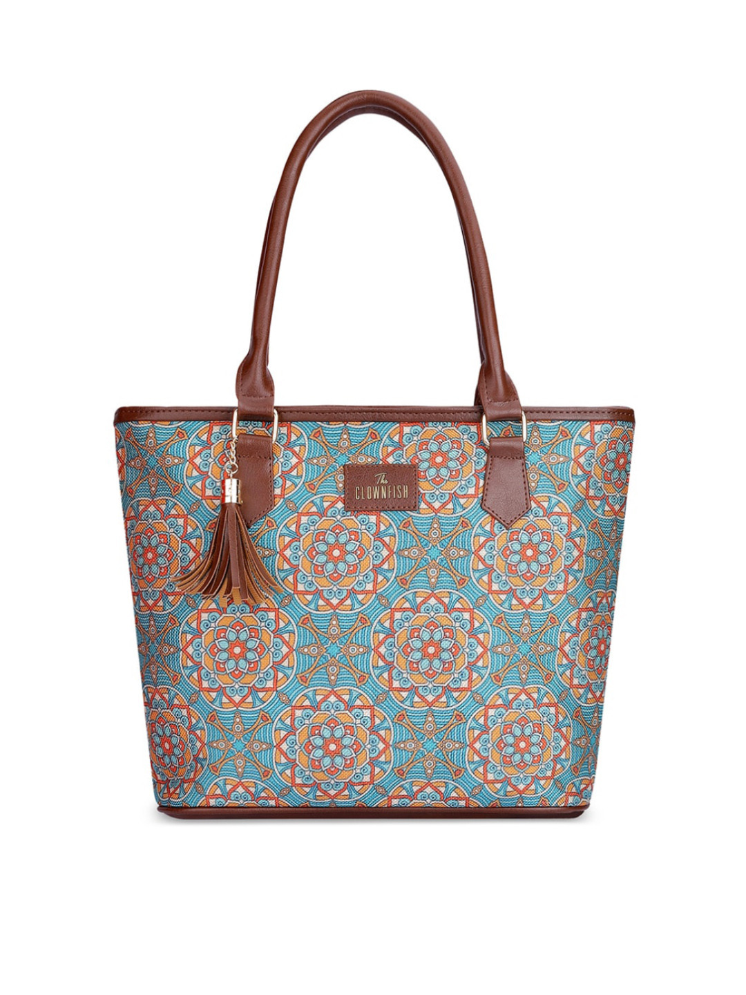 

THE CLOWNFISH Women Ethnic Motifs Printed Jute Shoulder Bag, Turquoise blue