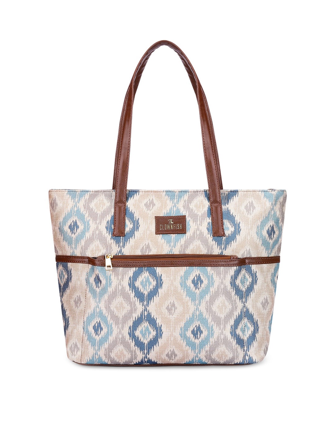 

THE CLOWNFISH Concetta Ethnic Motifs Printed Structured Shoulder Bag, Beige