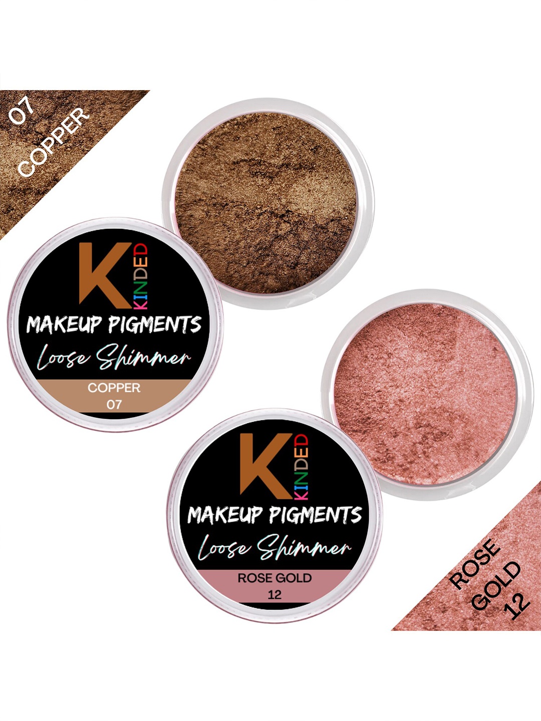 

KINDED Set of 2 Makeup Pigments Loose Shimmer Powder Eyeshadow 3 g Each - 07 & 12, Copper