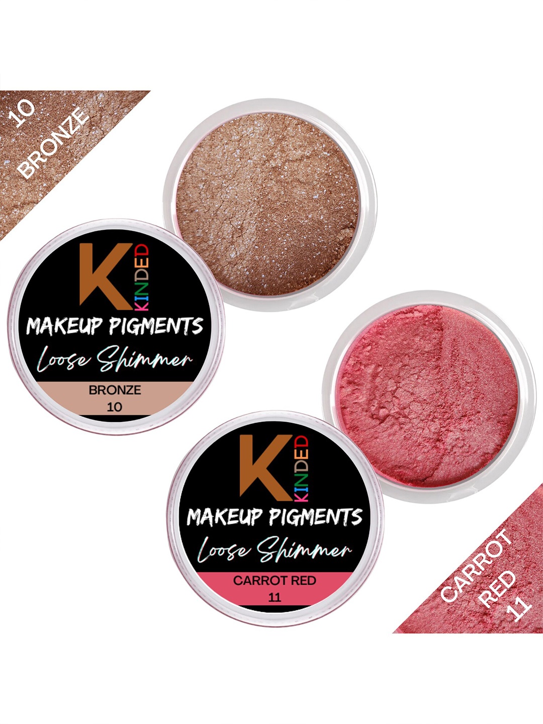 

KINDED Set of 2 Makeup Pigments Loose Shimmer Powder Eyeshadow 3 g Each - 10 & 11, Bronze
