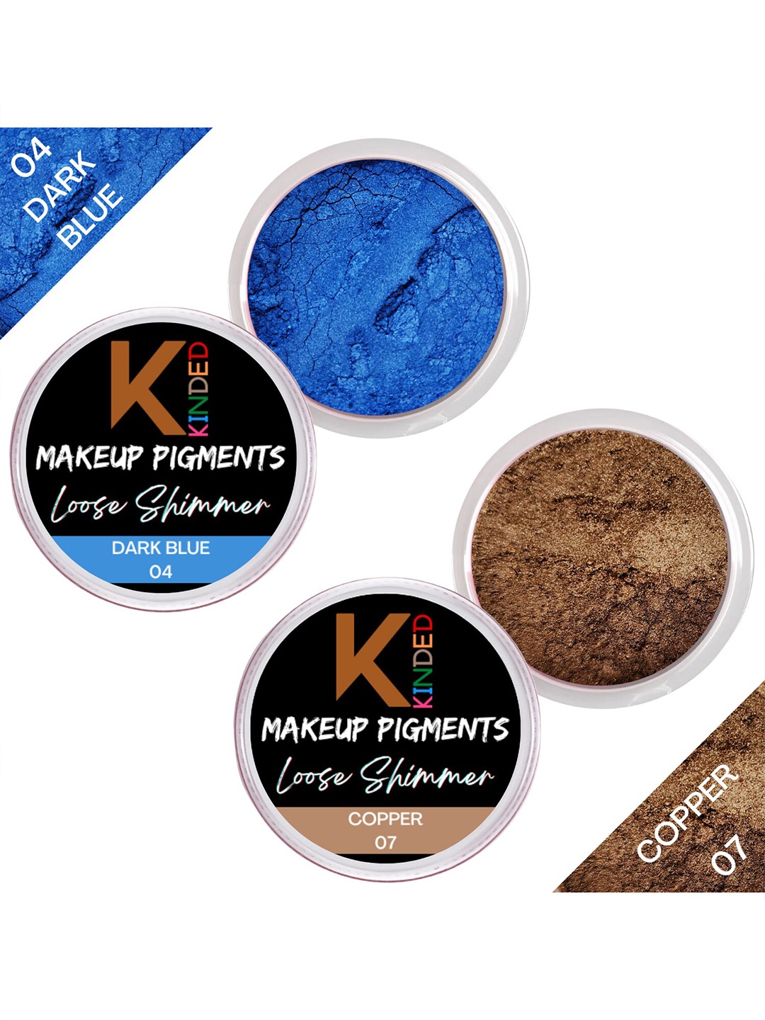 

KINDED Set of 2 Makeup Pigments Loose Shimmer Powder Eyeshadow 3 g Each - 04 & 01, Blue